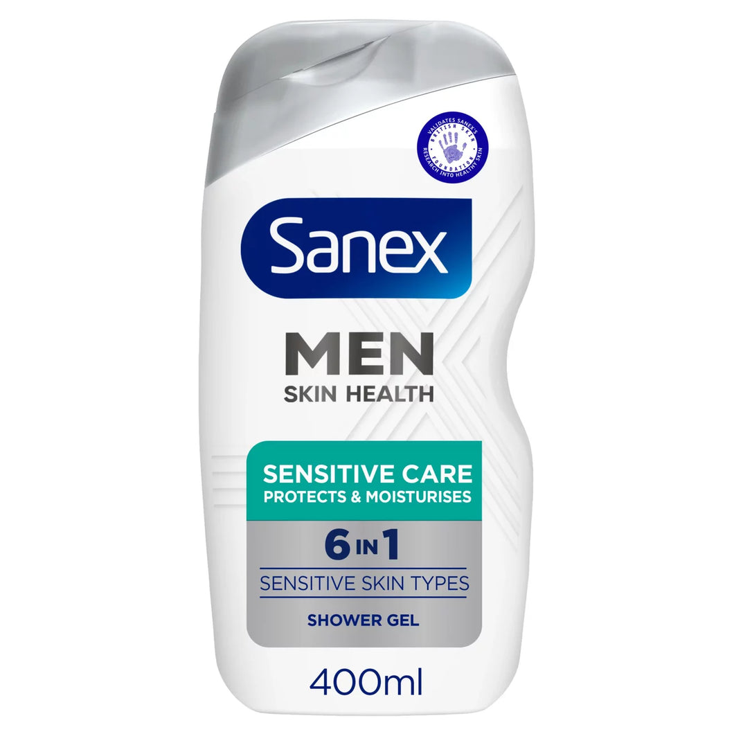 Sanex Men Sensitive 6 in 1 Body Wash Shower Gel, 400ml