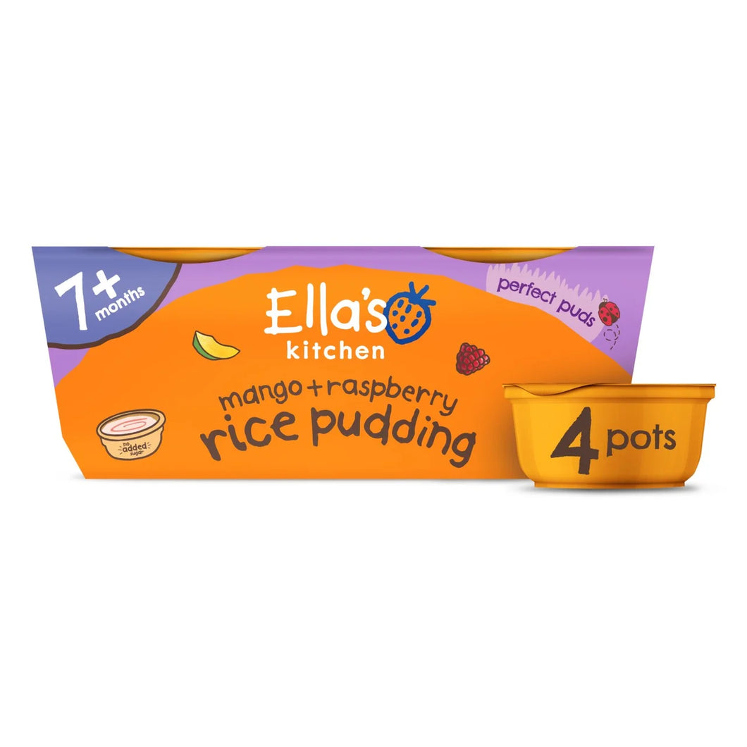 Ella's Kitchen Mango & Raspberry Rice Pudding Baby Dessert Pots 7m+ - 4x80g