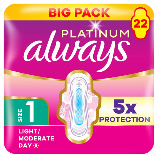 Always Platinum Size 1 Sanitary Pads With Wings Normal x22