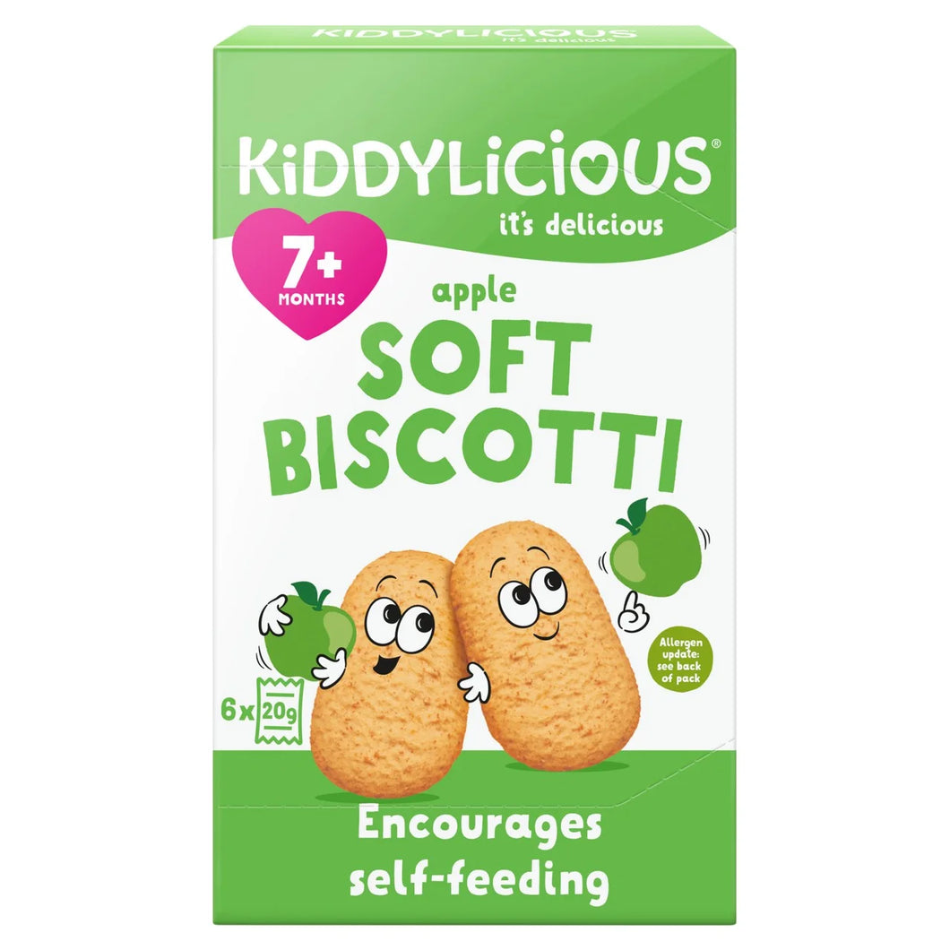 Kiddylicious Apple Soft Biscotti Baby Snack Multipack 7+ Months - 6x20g