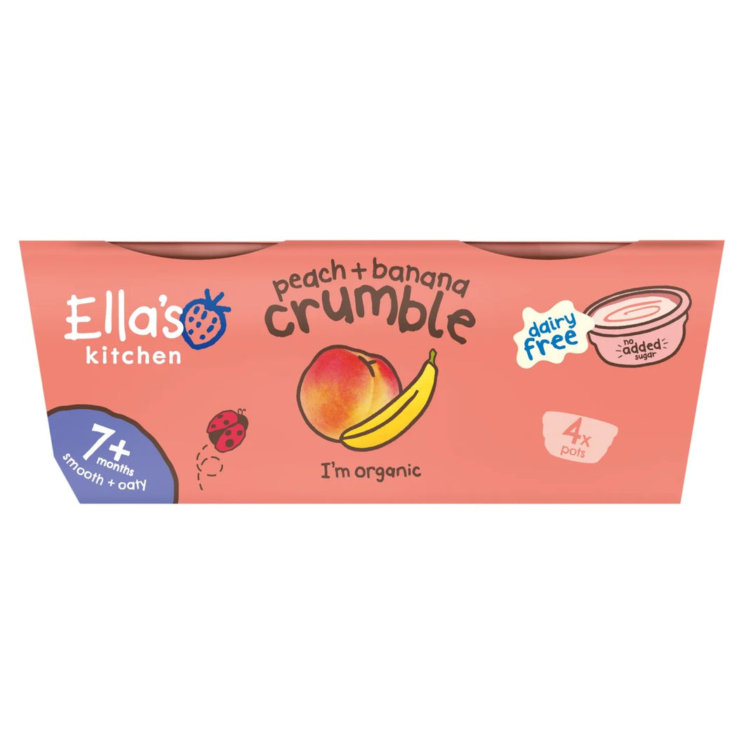 Ella's Kitchen Peach & Banana Crumble Baby Dessert Pots 7m+ - 4x80g