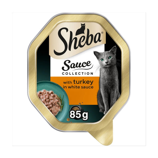 Sheba Fine Recipes Cat Food with Turkey in White Sauce, 85g