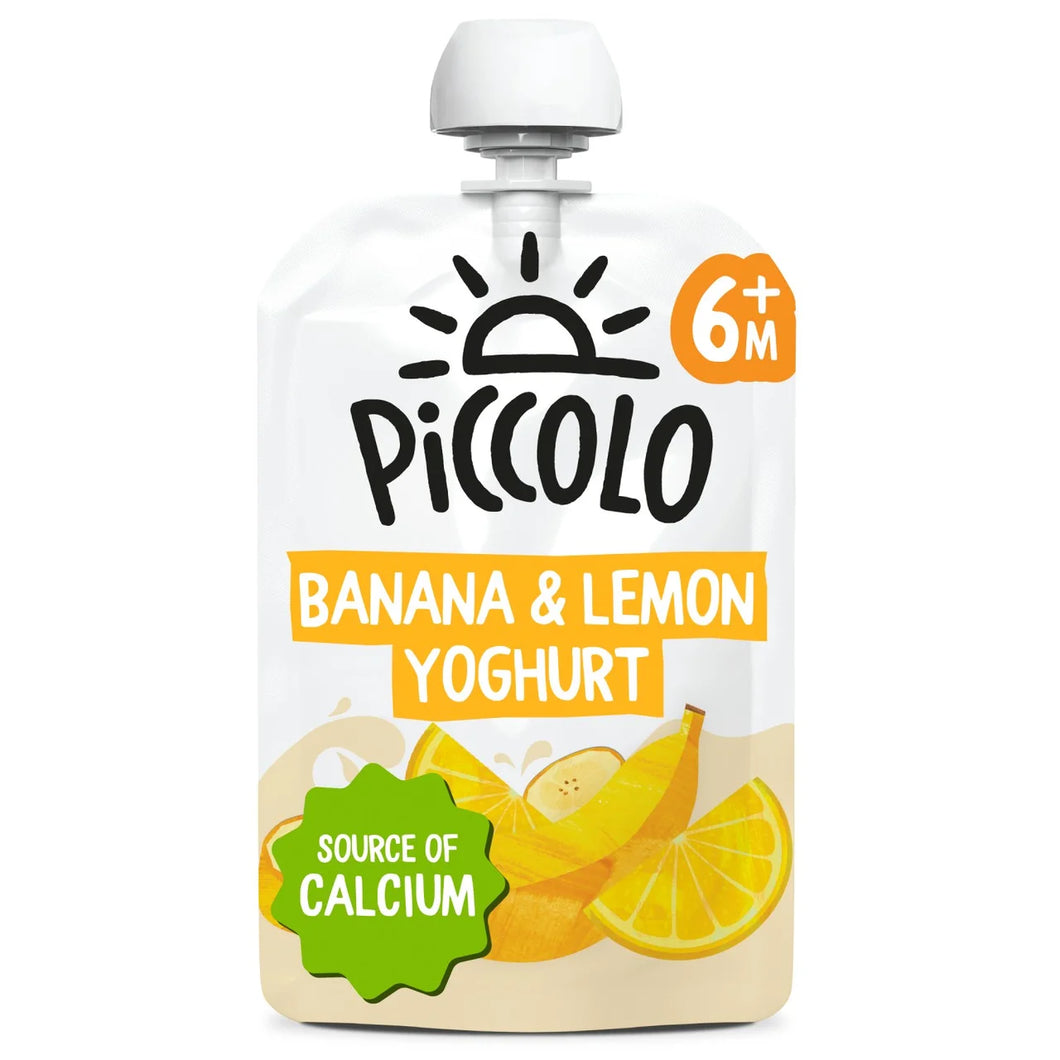 Piccolo Banana & Lemon Greek Style Yoghurt Baby Food Pouch 6+ Months - 100g