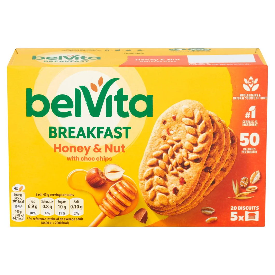 Belvita Honey & Nuts Choc Chips Breakfast Biscuits 5x45g