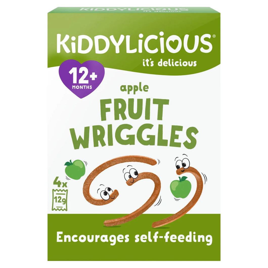 Kiddylicious Apple Wriggles Baby Snack Multipack 12+ Months - 4x12g