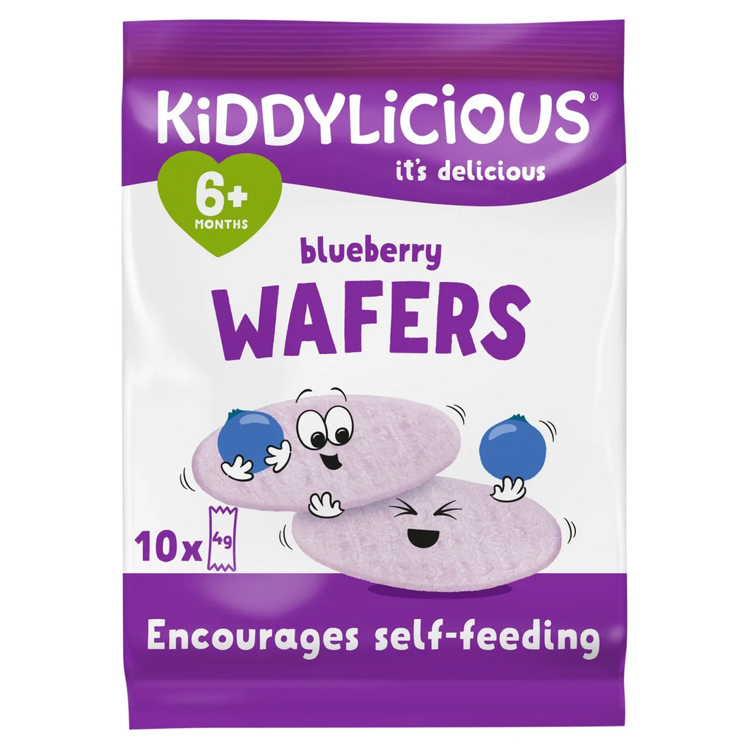 Kiddylicious Maxi Blueberry Wafers Baby Snack Multipack 6+ Months - 10x4g