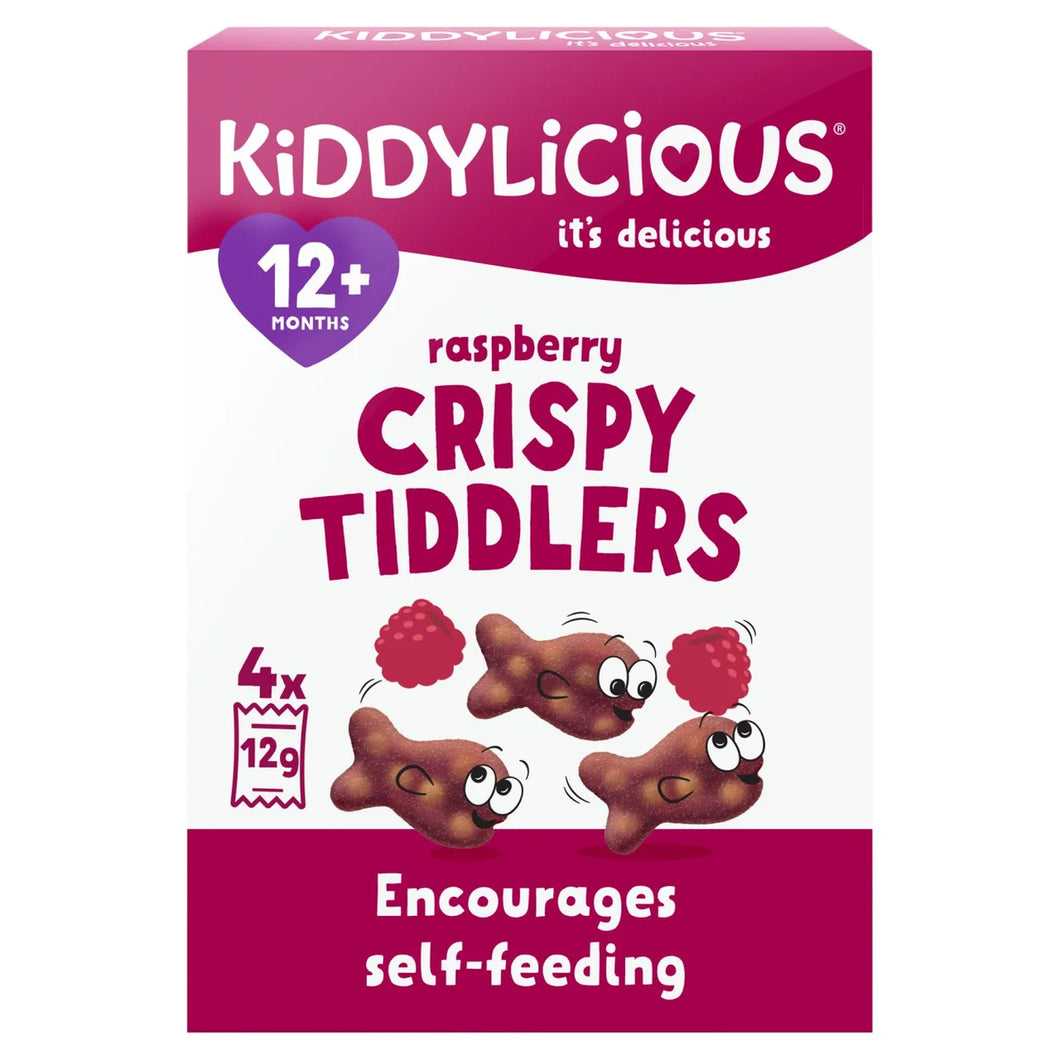 Kiddylicious Raspberry Crispy Tiddlers Baby Snack Multipack 12+ Months - 4x12g