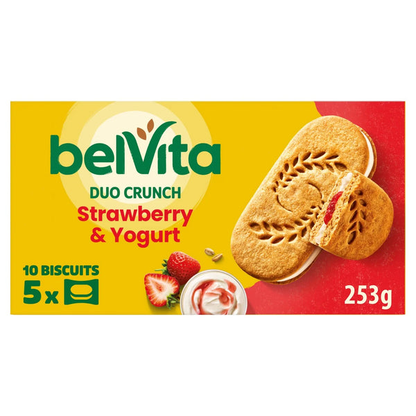 Belvita Strawberry Yogurt Duo Crunch Breakfast Biscuits 5x50g