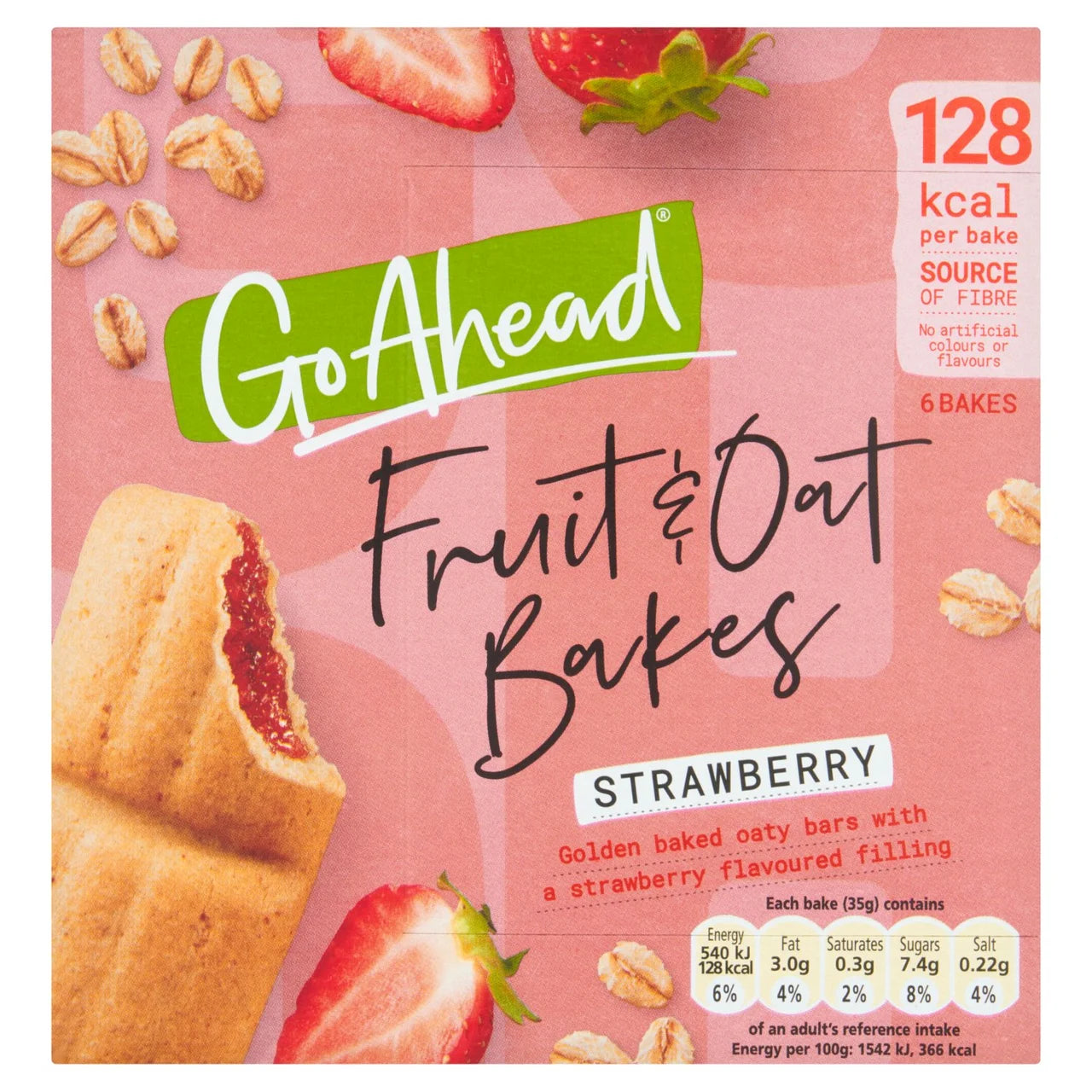 Go Ahead Strawberry Fruit & Oat Bakes Snack Bars Multipack 6 per pack