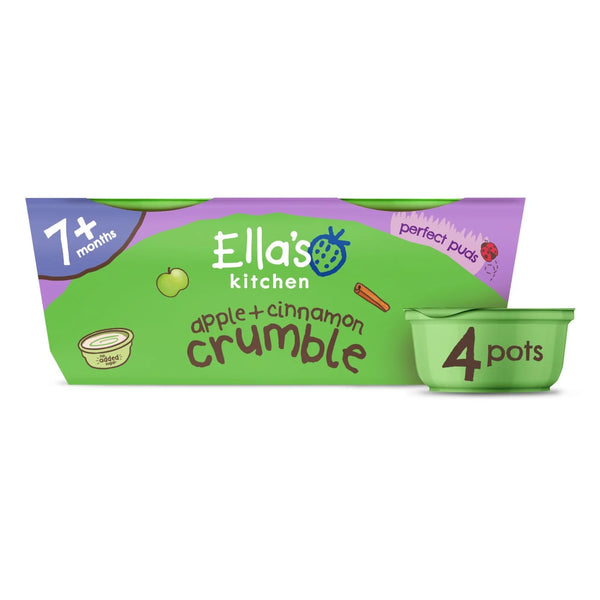 Ella's Kitchen Apple & Cinnamon Crumble Pudding Baby Dessert Pots 7m+ - 4 x 80g