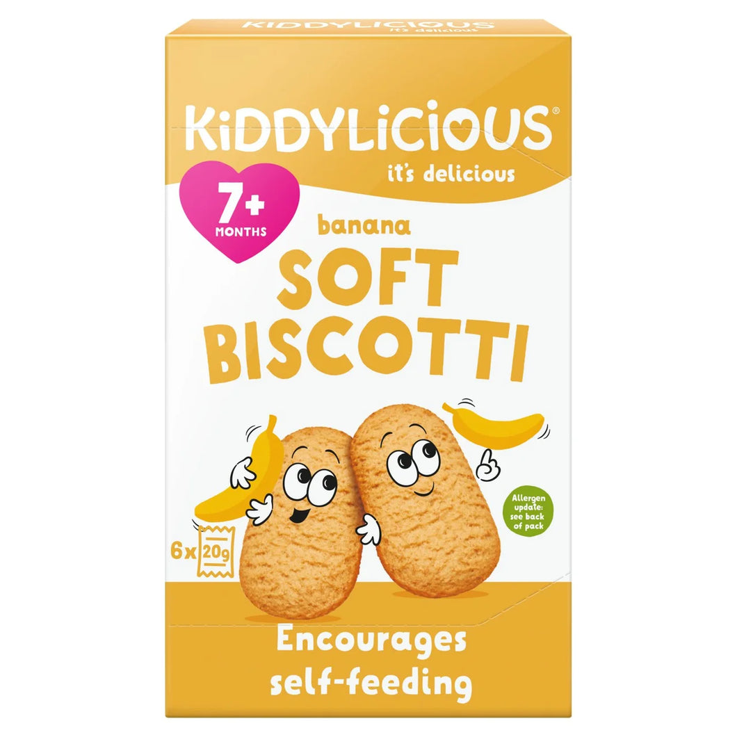 Kiddylicious Banana Soft Biscotti Baby Snack Multipack 7+ Months - 6x20g