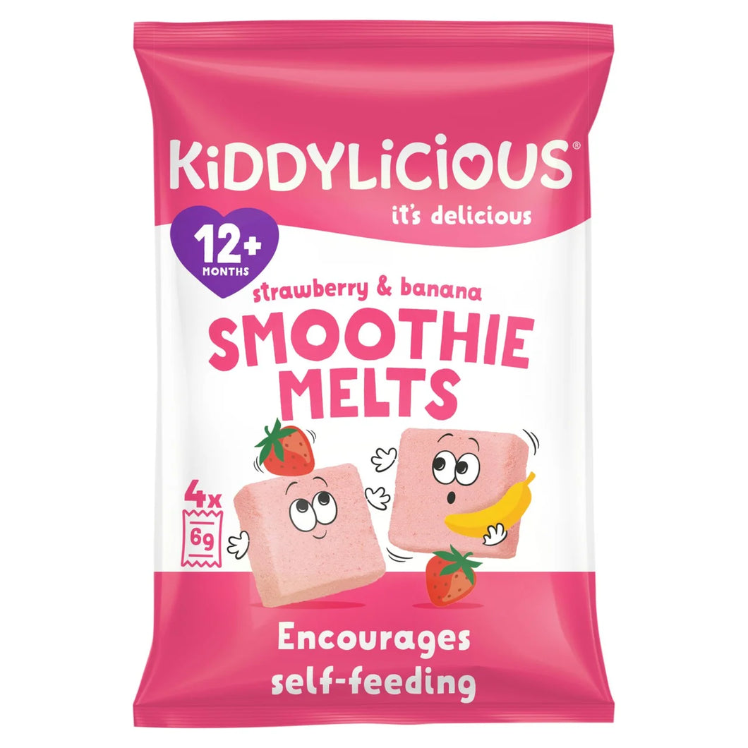 Kiddylicious Strawberry & Banana Smoothie Melts Multipack 12+ Months - 4x6g