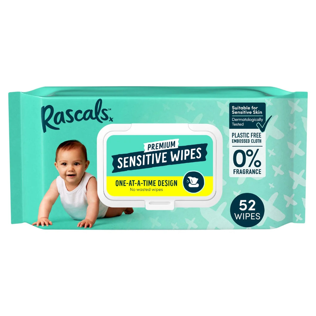Rascals 52 Sensitive Biodegradable Baby Wipes
