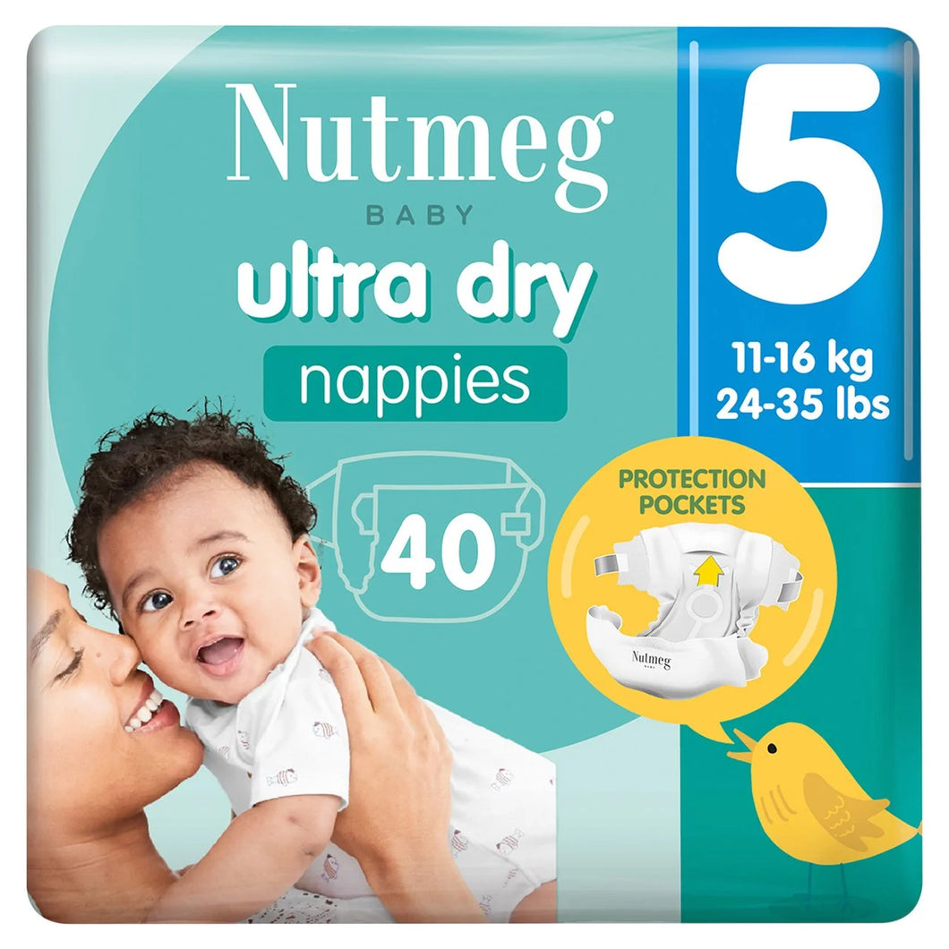 Morrisons Nutmeg Ultra Dry Nappies - Size 5, 40 Pack