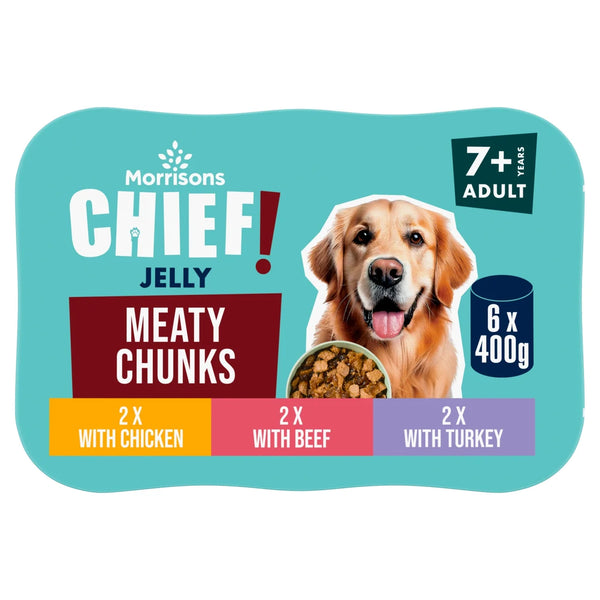 Morrisons Senior Dog Food Meat Chunks In Jelly, 6x400g