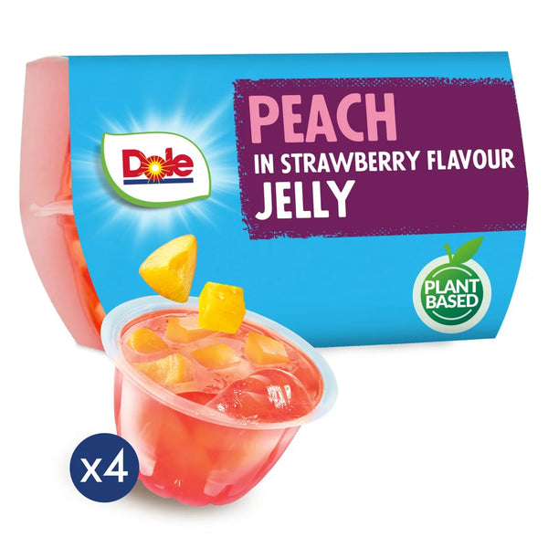 Dole Peach In Strawberry Jelly Pots Multipack 4x123g
