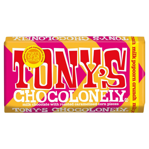 Tony's Chocolonely Milk Chocolate Sweet and Salty Popcorn Bar