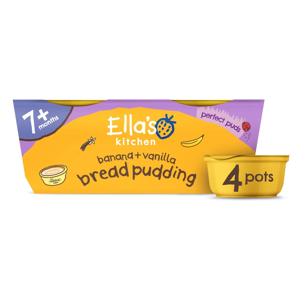Ella's Kitchen Organic Banana Bread Pudding Baby Dessert Pots 7m+ - 4x80g