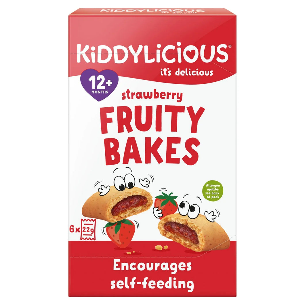 Kiddylicious Strawberry Fruity Bakes Baby Snack Multipack 12+ Months - 6x22g