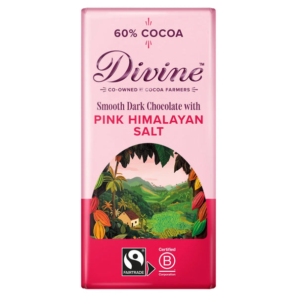 Divine 60% Dark Chocolate Pink Himalayan Salt 90g