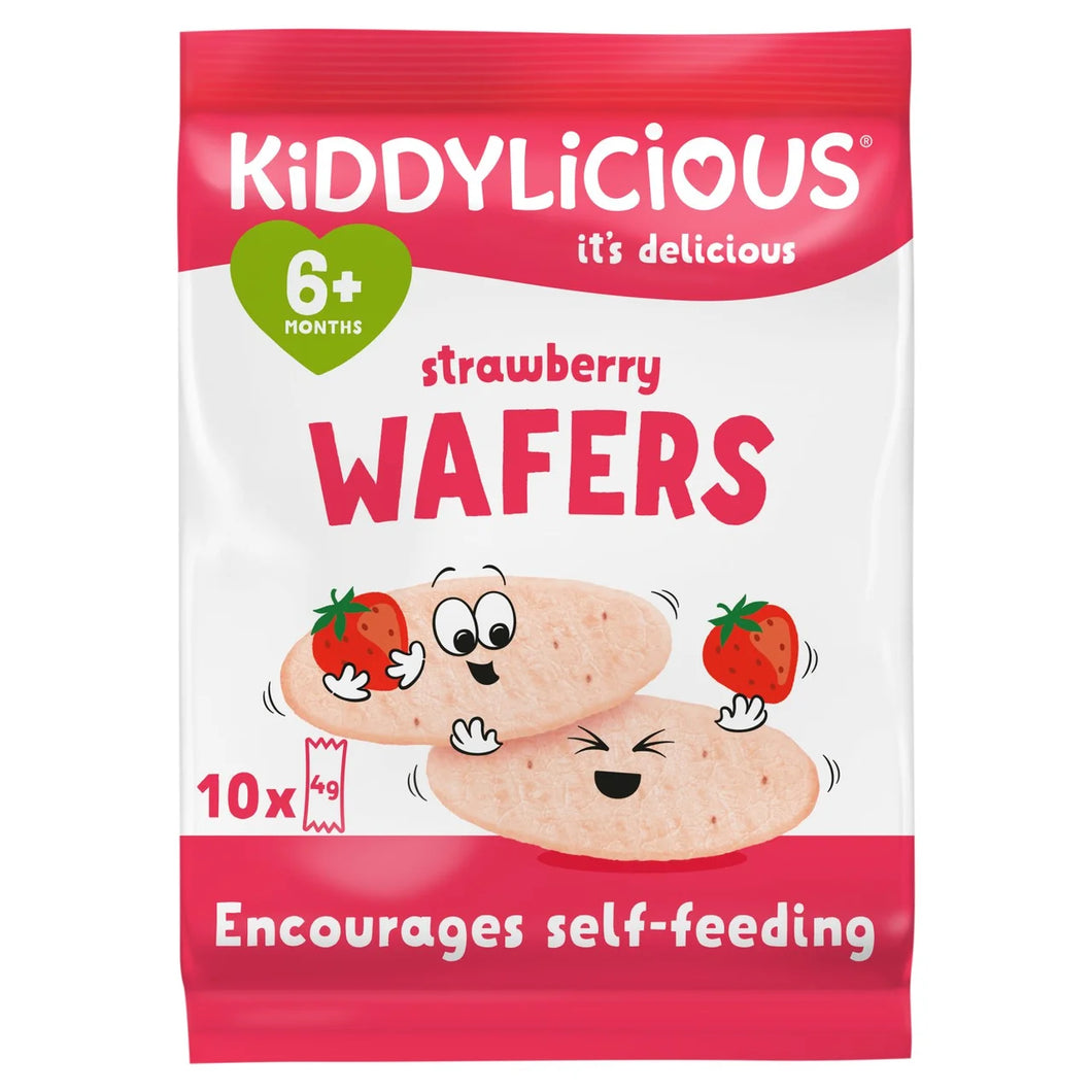 Kiddylicious Maxi Strawberry Wafers Baby Snack Multipack 6+ Months - 10x4g