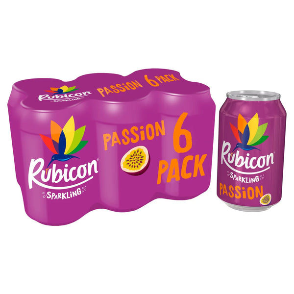 Rubicon Sparkling Passionfruit Juice Soft Drink, 6x330ml