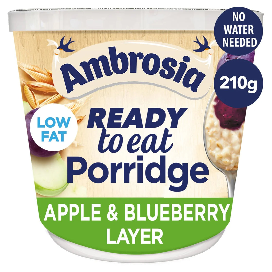 Ambrosia Ready to Eat Porridge Pot, Apple & Blueberry, 210g