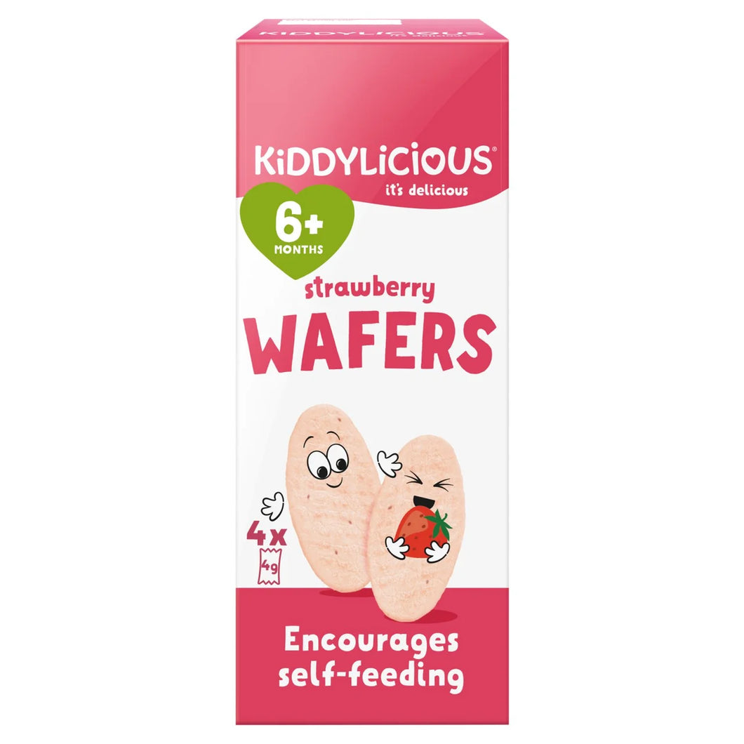 Kiddylicious Mini Strawberry Wafers Baby Snack 6+ Months - 4x4g