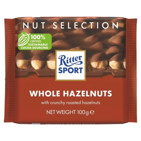 Ritter Sport Whole Hazelnuts Milk Chocolate, 100g