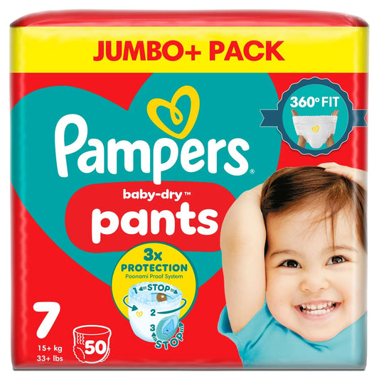 Pampers Baby Dry Nappy Pants - Size 7, 50 Pack