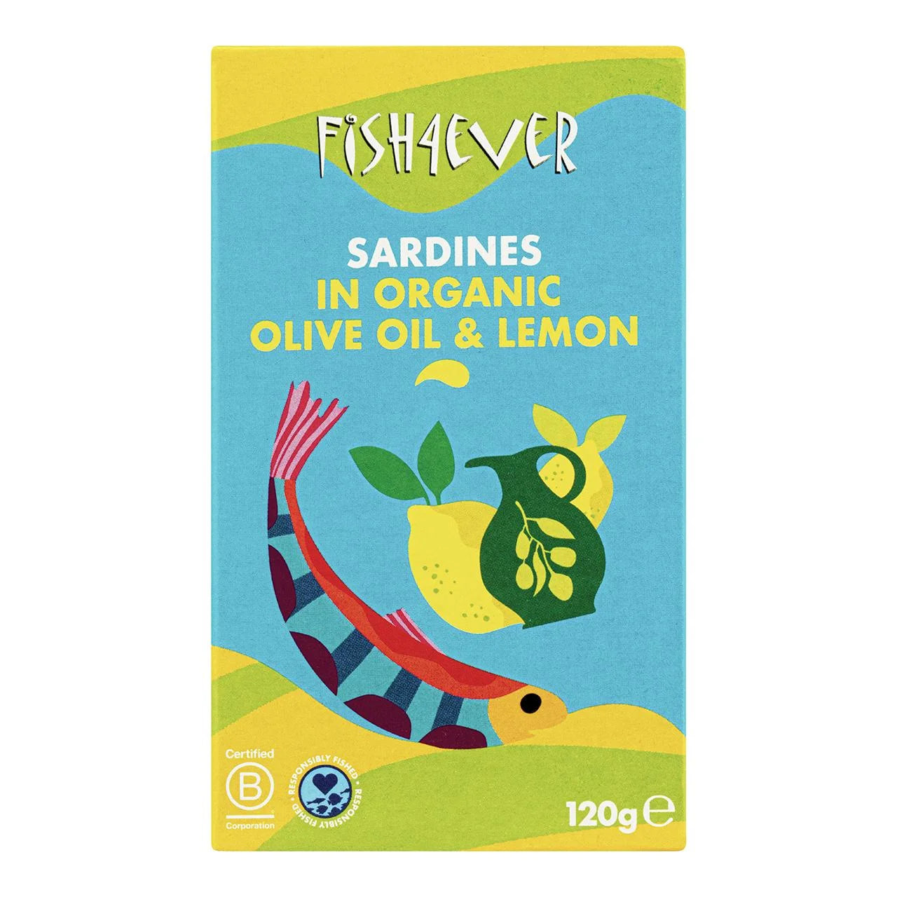 Fish 4 Ever Whole Sardines in Organic Lemon & Olive Oil 120g