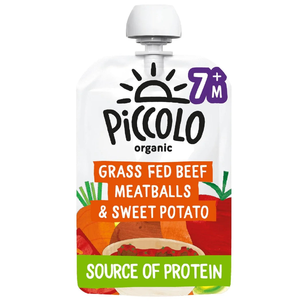 Piccolo Beef Meatballs & Sweet Potato Baby Food Pouch 7+ Months - 130g