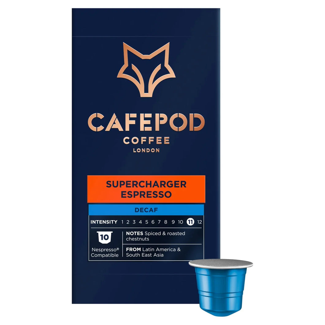 CafePod Decaf Supercharger Espresso Nespresso Compatible Coffee Pods 10 per pack