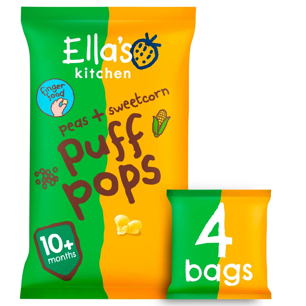 Ella's Kitchen Peas & Sweetcorn Puff Pops Multipack Baby Snack 10+ Months - 4x9g