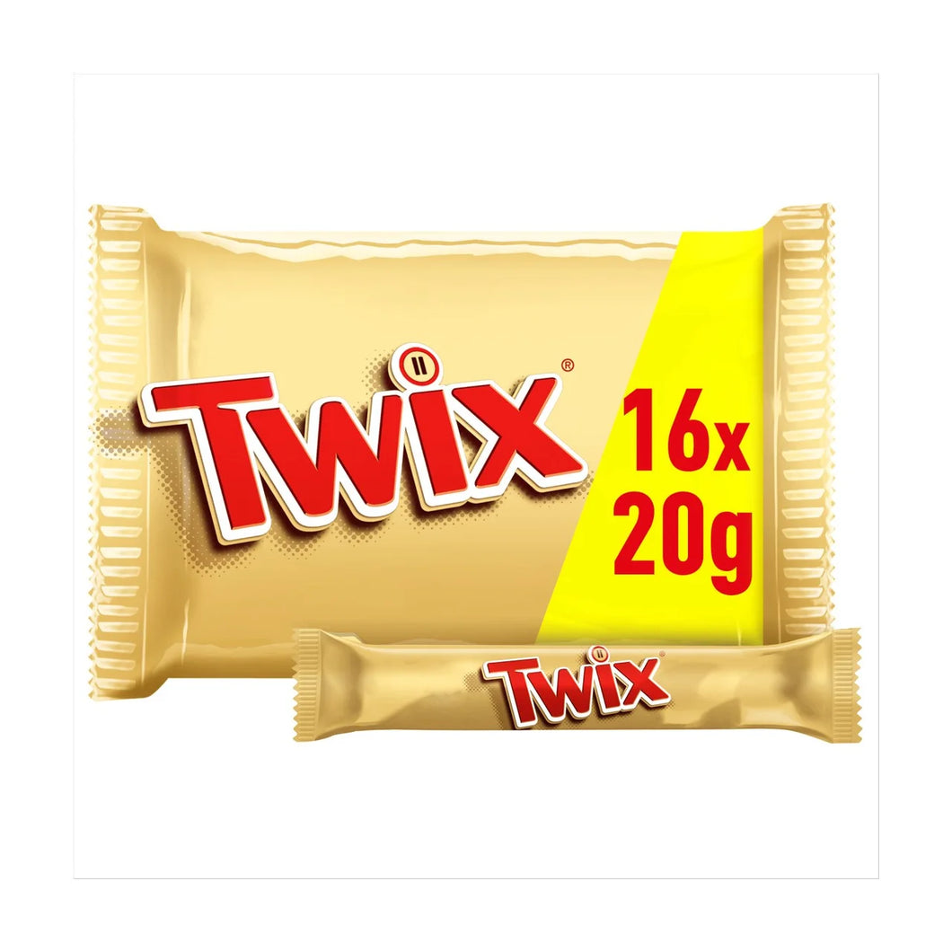Twix Caramel & Milk Chocolate Fingers Funsize Biscuit Snack Bars Multipack 16 x 20g
