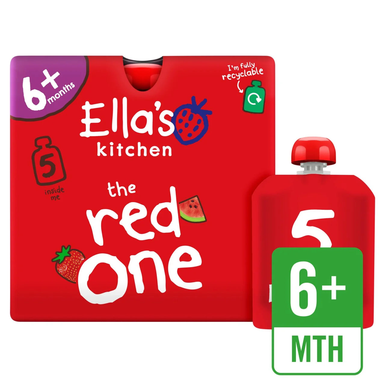 Ella's Kitchen The Red One Smoothie Baby Food Pouch 6+ Months 5x90g