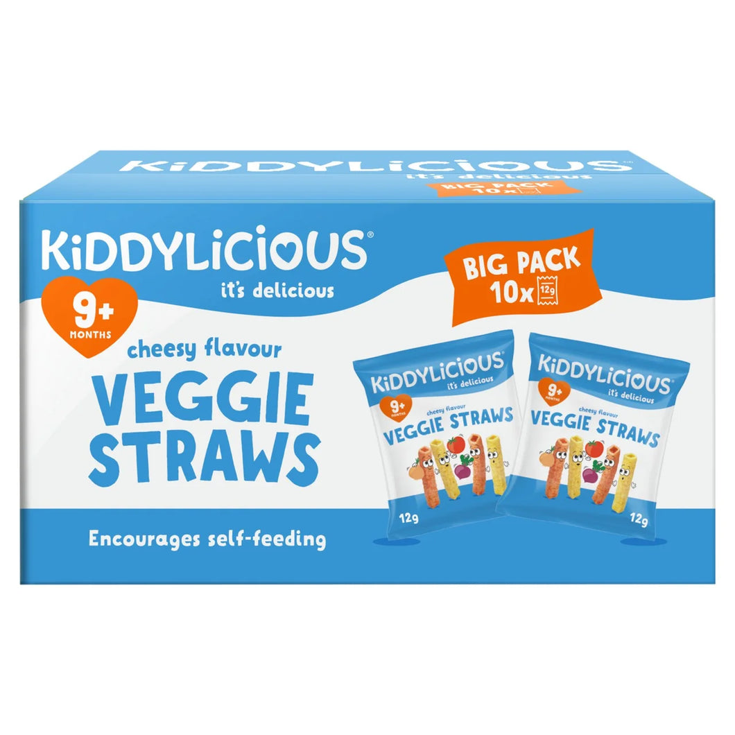 Kiddylicious Cheesy Flavour Veggie Straws Big Pack 9+ Months - 10x12g