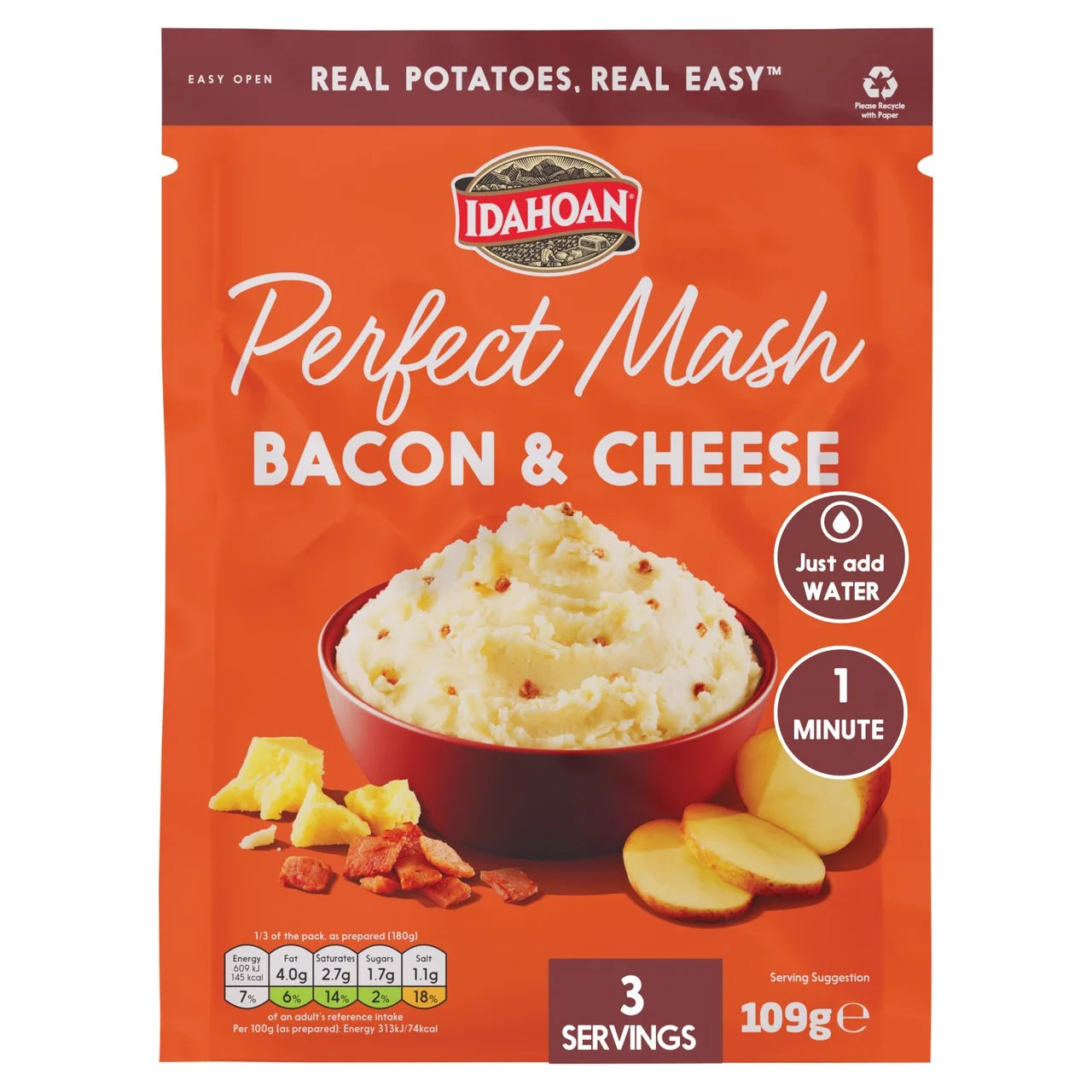 Idahoan Perfect Cheese & Bacon Mash Potato - 109g