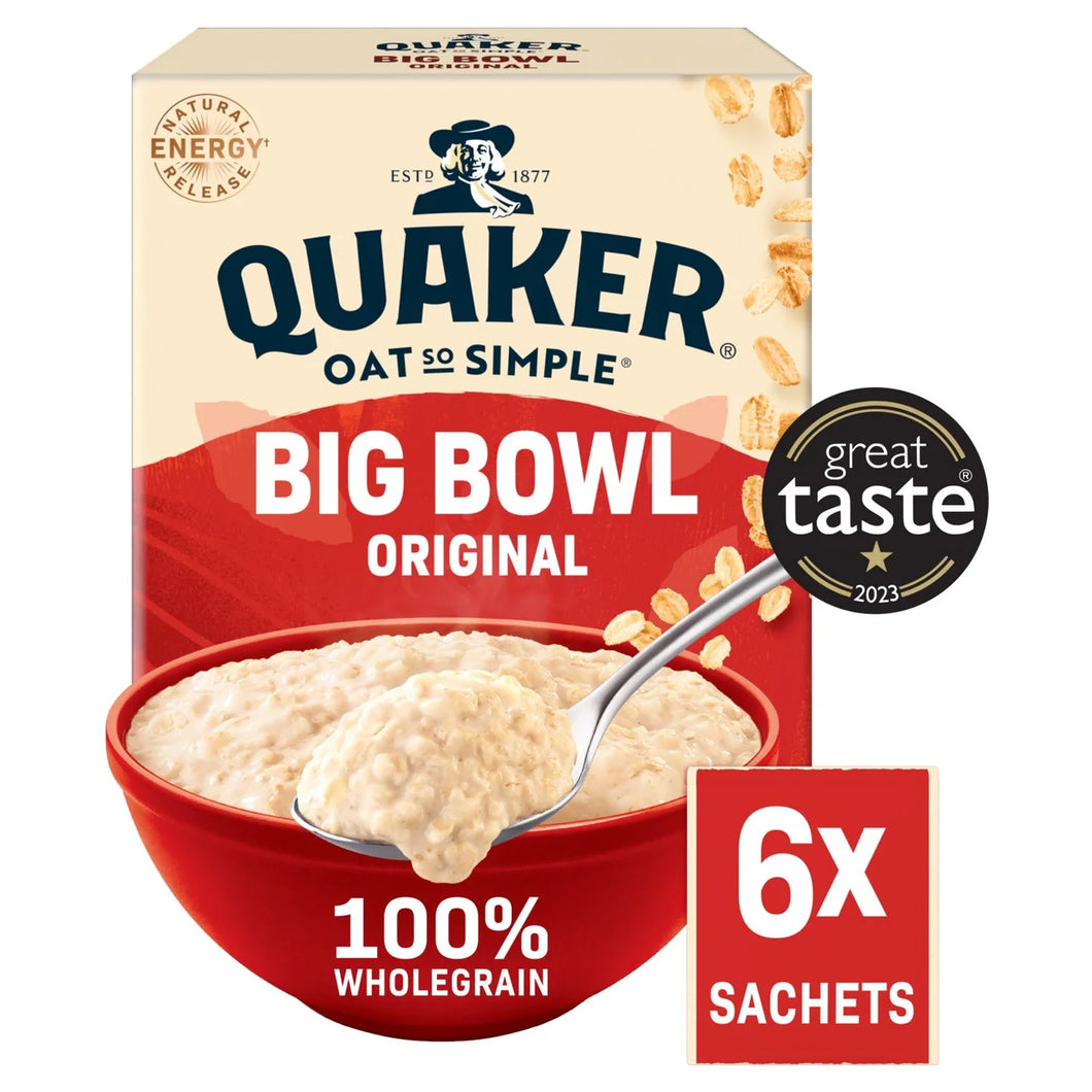 Quaker Oat So Simple Big Bowl Original Porridge Sachets Cereal 6 per pack