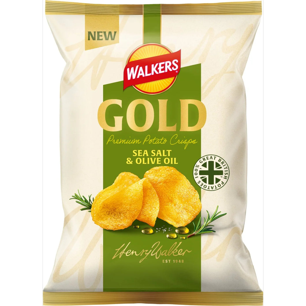 Walkers Gold Sea Salt & Olive Oil Premium Sharing Crisps 140g