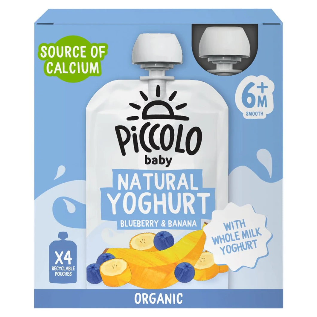 Piccolo Organic Natural Blueberry & Banana Yoghurt Multipack - 4x100g