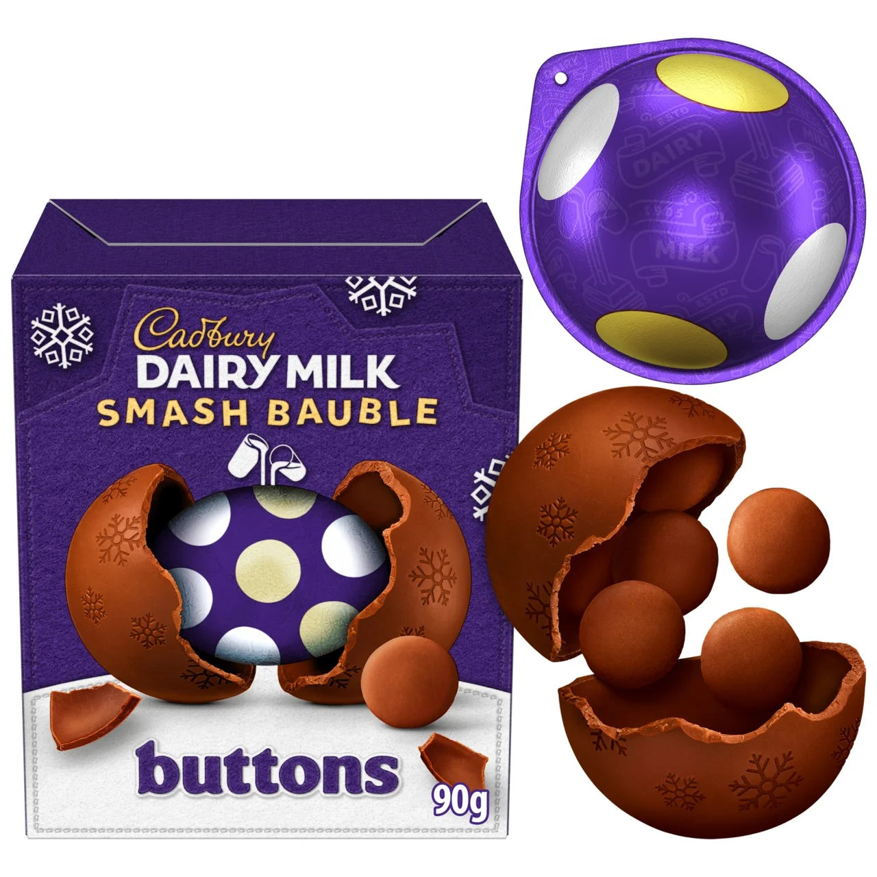 Cadbury Dairy Milk Chocolate Buttons Smash Bauble - 90g