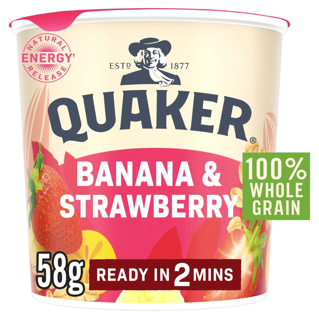 Quaker Oat So Simple Banana Strawberry Porridge Cereal Pot 58g