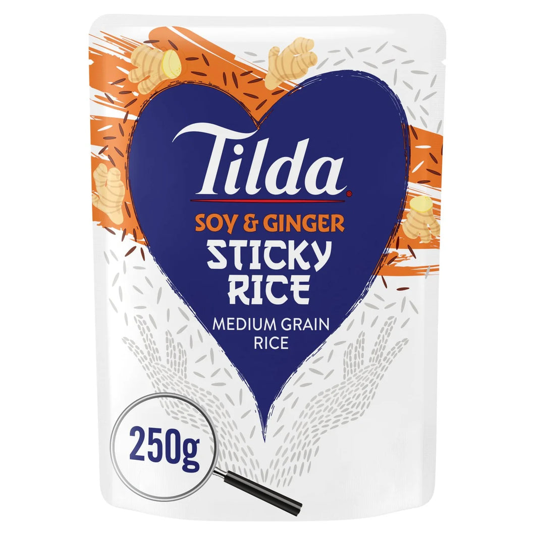 Tilda Microwave Soy & Ginger Sticky Medium Grain Rice 250g