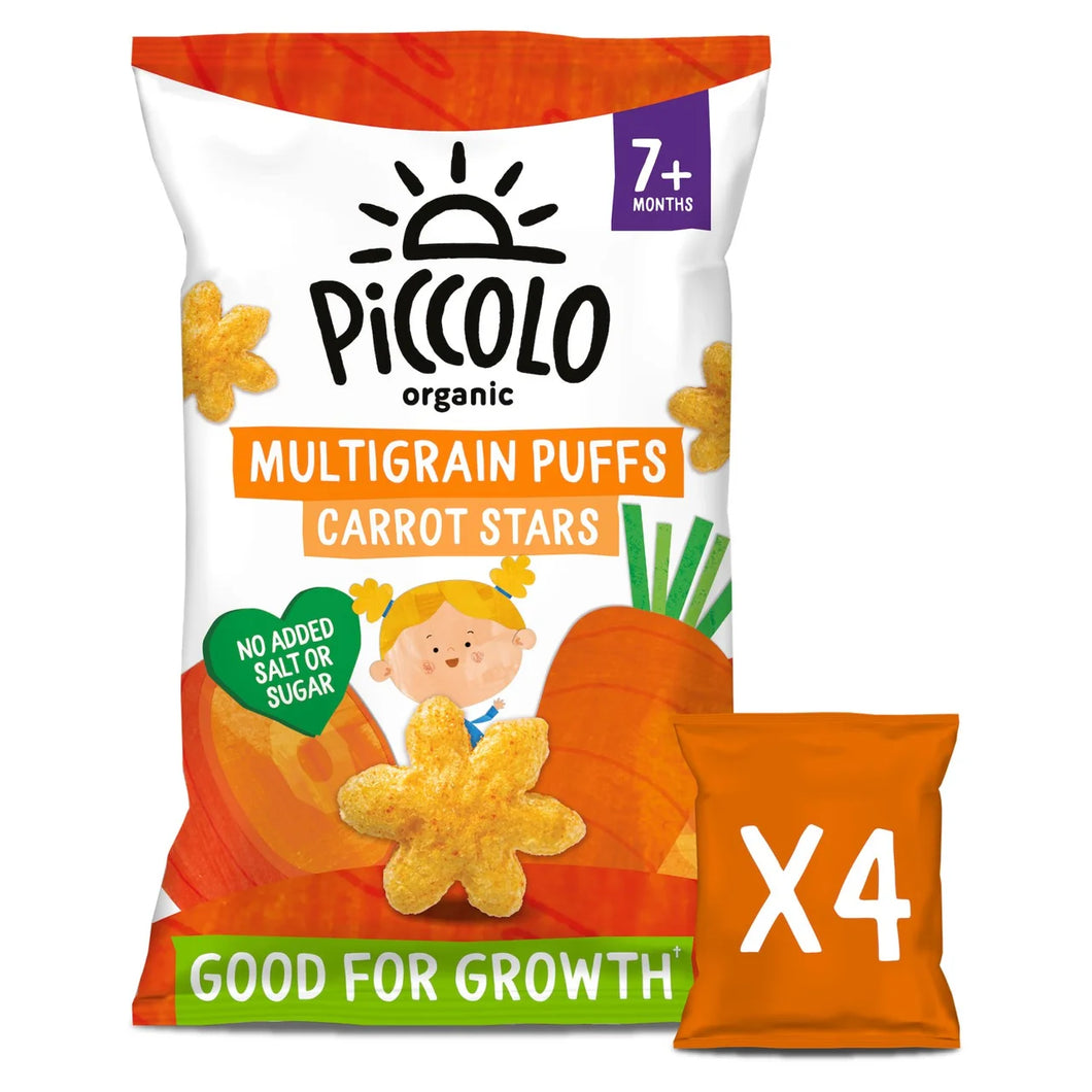 Piccolo Carrot Multigrain Star Puffs Multipack 7+ Months - 4x15g