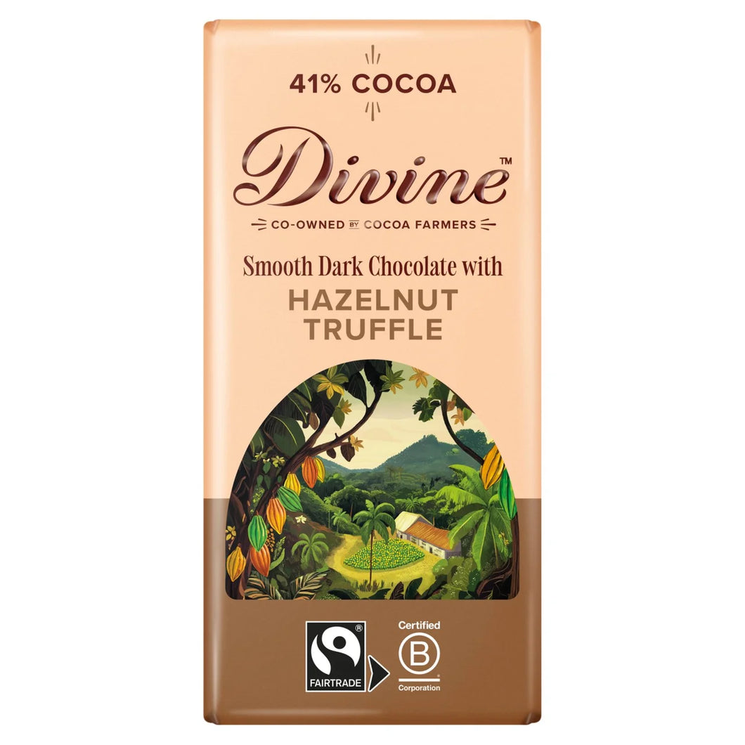 Divine Dark Chocolate with Smooth Hazelnut Bar 90g