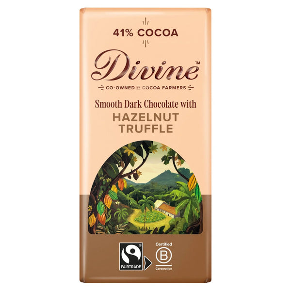 Divine Dark Chocolate with Smooth Hazelnut Bar 90g