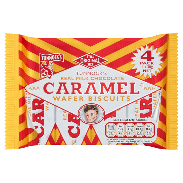 Tunnock's Milk Chocolate Caramel Wafers, 4x30g