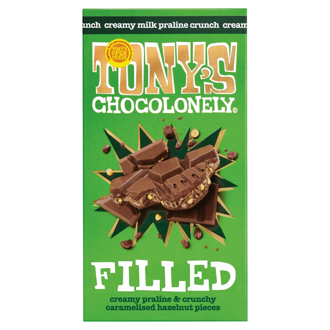 Tony's Chocolonely Milk Chocolate Praline Hazelnut Crunch Filled Bar - 127g