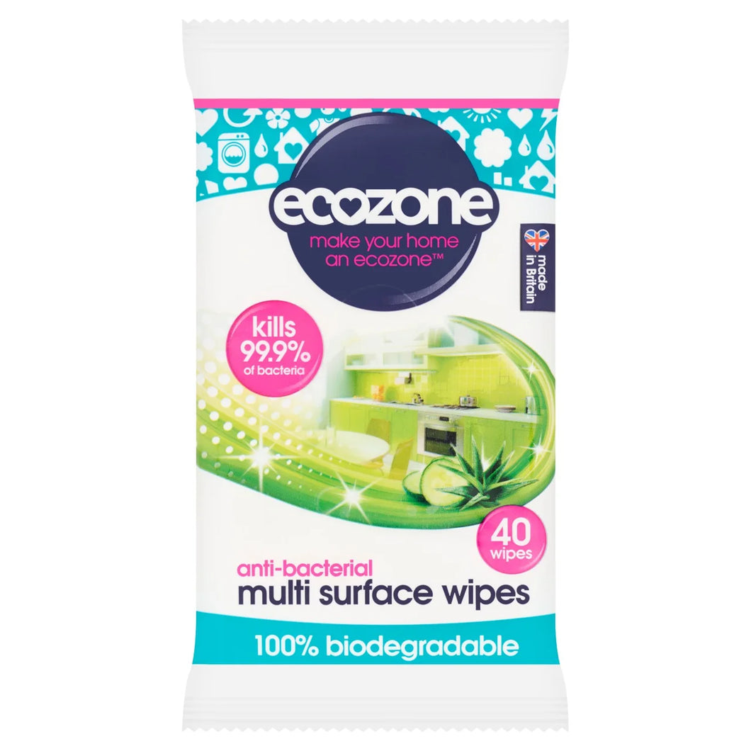 Ecozone Anti Bacterial Multi Surface Wipes - 40 per pack